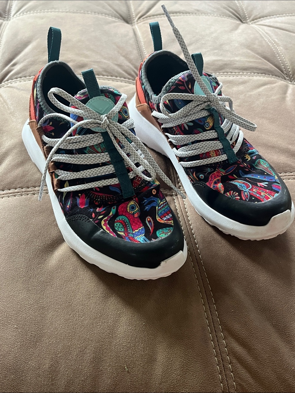 inkkas Women's Multicolor Paisley Sneakers with Black Trim
